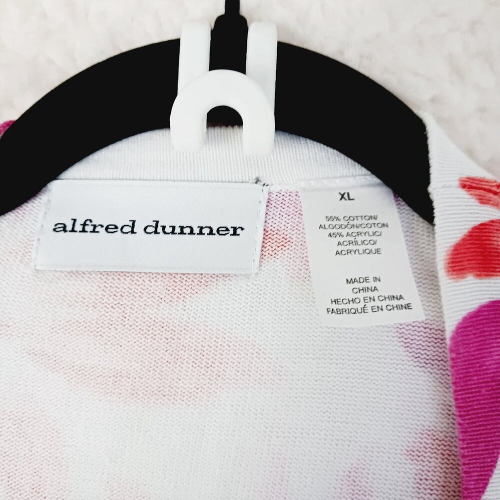 Sweater Cardigan Alfred Dunner MOP Sequin Bead Pink Orange Floral Button Size XL - Picture 8 of 9
